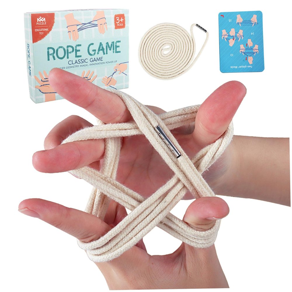 Meyrwoy Cats Cradles String Elastic Finger Hand Cotton Rope String Toy with 10 Instruction Cards, Traditional Educational Cat Cradles Game for Kids & Adults