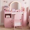 TODECARE 3 in 1 Kids Vanity with Chair and Lights, Bookshelf, Cabinet, Pink view 1