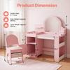 TODECARE 3 in 1 Kids Vanity with Chair and Lights, Bookshelf, Cabinet, Pink view 2