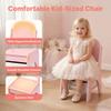TODECARE 3 in 1 Kids Vanity with Chair and Lights, Bookshelf, Cabinet, Pink view 4