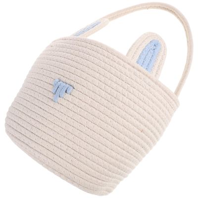 GRADENEVE Cotton Rope Easter Basket with Bunny Ear Shape, Easy to Clean Woven Storage Basket for Storage and Desk Organization, Multifunctional Design with Adorable Appearance