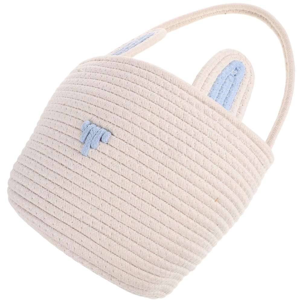 GRADENEVE Cotton Rope Easter Basket with Bunny Ear Shape, Easy to Clean Woven Storage Basket for Storage and Desk Organization, Multifunctional Design with Adorable Appearance
