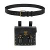 predolo Medieval Belt Pouch Set Antique Buckle Cosplay Waist Belt Rivet Accents Medieval Waist Pouch for Role-Cosplayers, Array, Black view 1
