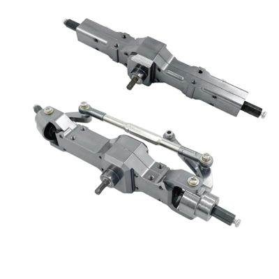 NAVXRSE RC Complete Axle Set for WPL C14 C24 B14 B24 B16 B36 1/16 RC for Rock Crawler Car Parts Metal Front/Rear Bridge Axle(Silver)