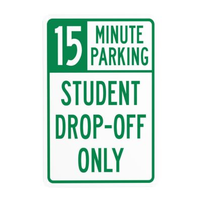 Student Dropoff Only 15 Minute Short Term Parking Warning Sign 8"x12", Metal Time Limit Traffic Plaque, Weatherproof Indoor Outdoor Wall Decor for School Temporary Parking Lot