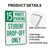 Student Dropoff Only 15 Minute Short Term Parking Warning Sign 8"x12", Metal Time Limit Traffic Plaque, Weatherproof Indoor Outdoor Wall Decor for School Temporary Parking Lot view 3
