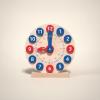 KQFCAZRE Fine Motor Skills Red and Blue Number Shape Clock Wooden Teaching Clock for Kids view 4