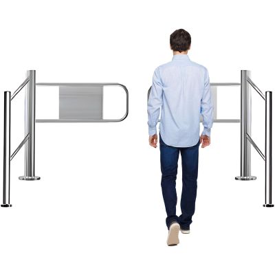 Automatic Closing Stainless Steel Swing Gate - 83" Wide Spring-Loaded Access Door for Secure Libraries, Stores, Factories - Durable Pedestrian Barrier Gate