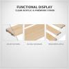 YHomU 4-Tier Wood Display Stand, Wood and Acrylic Shelf Riser for Action Figures, Dolls, Perfume, Cupcakes, Toys, Jewelry, Makeup view 4