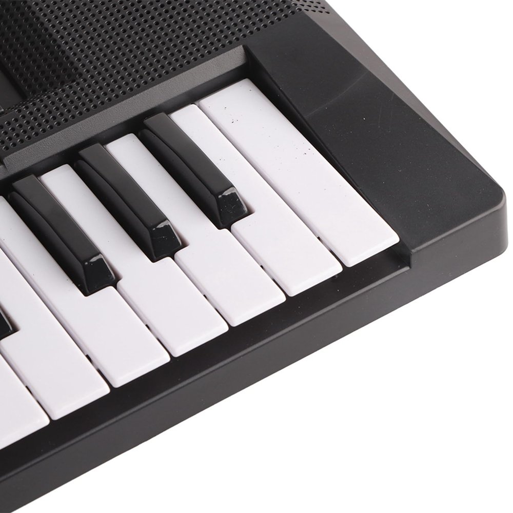 Yctze Electric Keyboard Musical Toy with Microphone and Recording Function for Kids 37 Key Piano Plastic Black and White