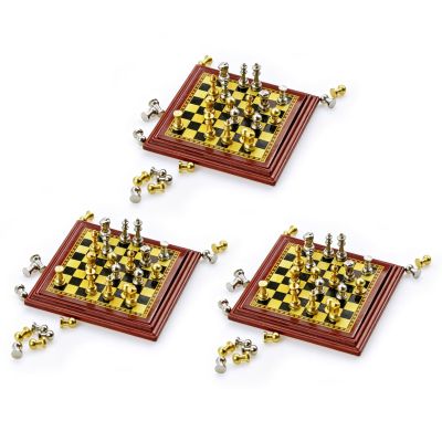 3 Pcs Mini Chess Board Sets, Dollhouse Accessories and Dollhouse Miniatures for Game Room, Study Table or Lounge Scene Display