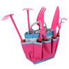 Toddler Gardening Tool Set with Sun Hat and Gloves Kit for Children Learning Pink view 4