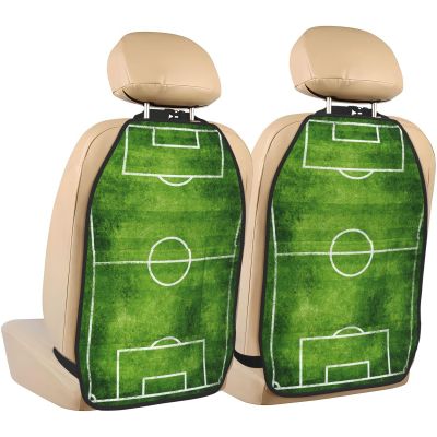 XBubupX Green Soccer Field Simple Car Seat Back Kick Protectors,2 Pack Kick Mats with Storage Pockets for Vehicles to Protect from Dirt Mud Scratches