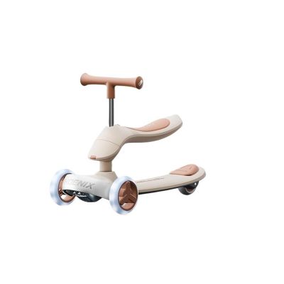 Ride on car Wiggle Scooter Foldable for Kids Kick Scooter Balance Scooters with Seat Cushion Adjustable Height Handlebar(Brown)