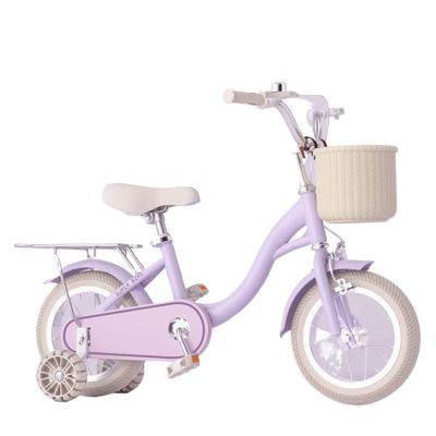 Ride on car Kids Bike for Girls with Bell Basket and Pump Children's Bicycle with Rear Seat Bicycle(Purple,16inch)