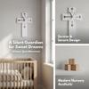 YARNOW Cross Shaped Wall Clock: Silent Sweep Non-Ticking Clock - 12 X 7 Inch White Acrylic Christian Timepiece for Nursery Home Bedroom Church Decor view 3