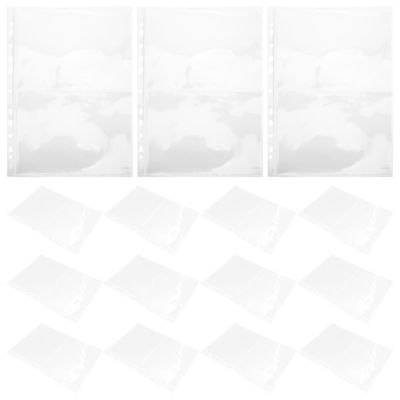 GRIRIW 40pcs A4 Stamp Album Pages with Single-sided Pp Sleeves Large Capacity Stamp Storage Binder for Collecting and Photo Organization on Home Shelf
