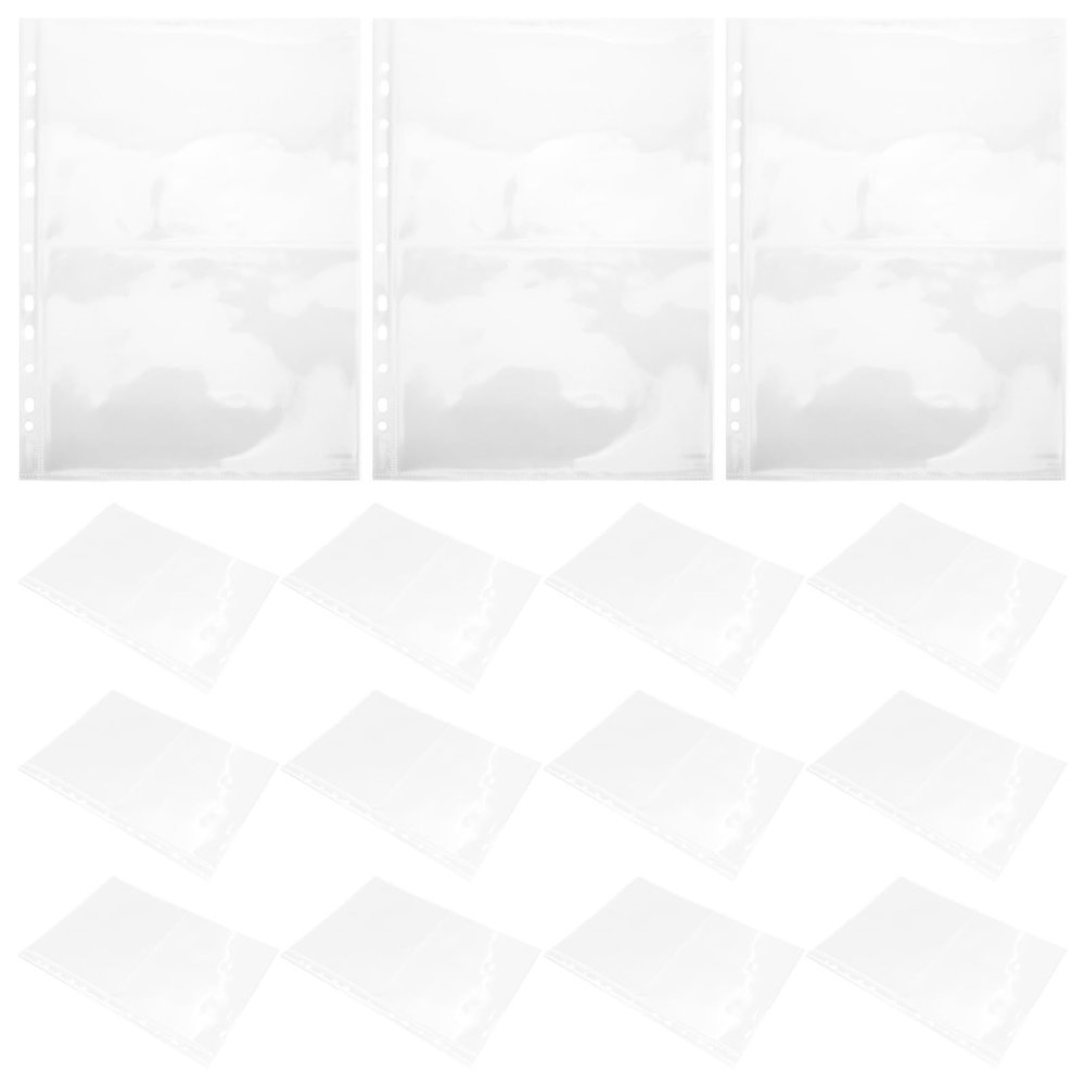 GRIRIW 40pcs A4 Stamp Album Pages with Single-sided Pp Sleeves Large Capacity Stamp Storage Binder for Collecting and Photo Organization on Home Shelf