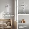 OUNONA Cross Wall Clock: White Acrylic Hanging Clock for Christian Home Decor - 12 X 7 Inch Non-Ticking Quiet Timepiece for Nursery Bedroom Prayer Room view 3