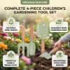 SUNGOOYUE Kids Gardening Tools, Beach Toys Spade 7 Inch Wooden Handle with Hanging Hole for Sandbox Beach Backyard Play, Iron Heads for Toddlers Ages 3-8 Kids Gardening Tools, 4 Pack Hand (Green) view 3
