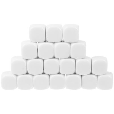 KAJNBN 50pcs White Acrylic Blank Dice for Tabletop Gaming and Board Games, 16mm Six-Sided Square Dice with Multiple Printing Options, Portable Creative Game Accessories for DIY