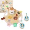 Fabater Wooden Tea Party Set, Cherry Wood Safe Material Enhances Social Skills Wooden Teapot Tea Cup Set, for Little Girls with 19 Piece Accessories for view 2