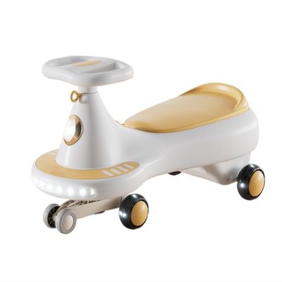 Ride on car Wiggle Car Boys and Girls Swing Cars Silent Flashing Wheels Anti-Rollover Ride On Toy for Indoor Outdoor(Yellow)