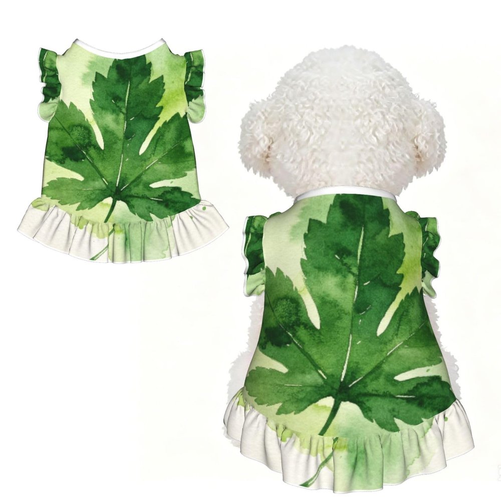 Leaf Shadow Wash Small Pet Apparel for Small Dogs-Cute Summer Outfit for Puppy, Soft Breathable Pet Clothes for Cat