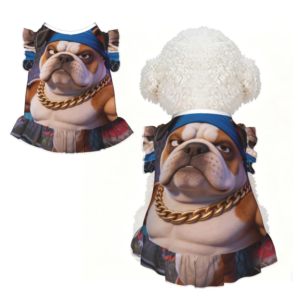 Bulldog Small Pet Apparel for Small Dogs-Cute Summer Outfit for Puppy, Soft Breathable Pet Clothes for Cat