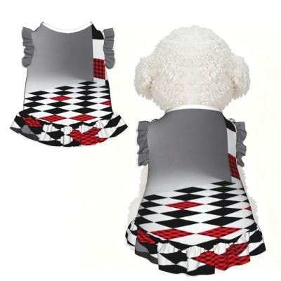 Checkerboard Small Pet Apparel for Small Dogs-Cute Summer Outfit for Puppy, Soft Breathable Pet Clothes for Cat