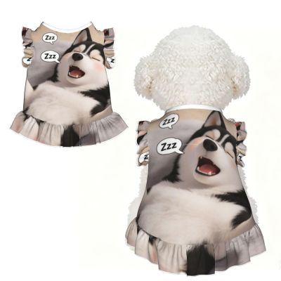 Husky Snoring Small Pet Apparel for Small Dogs-Cute Summer Outfit for Puppy, Soft Breathable Pet Clothes for Cat