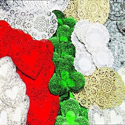 Paper Die-Cut Heart Lace Dolly- Assorted Color- 6 in. Pack - 100