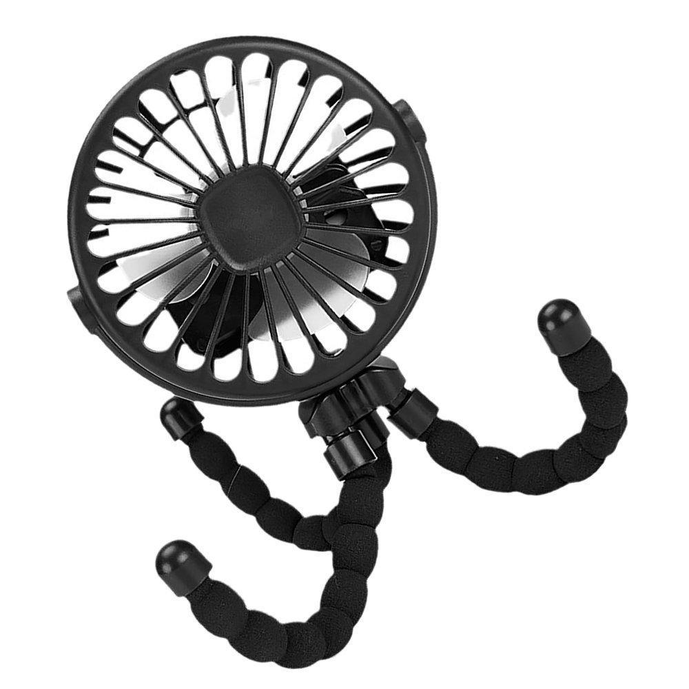 Thonlai Tripod Clip On Stroller Fan Compact USB Charging Silent Operation for Outdoor Activities Travel ABS 1 Unit (Black)