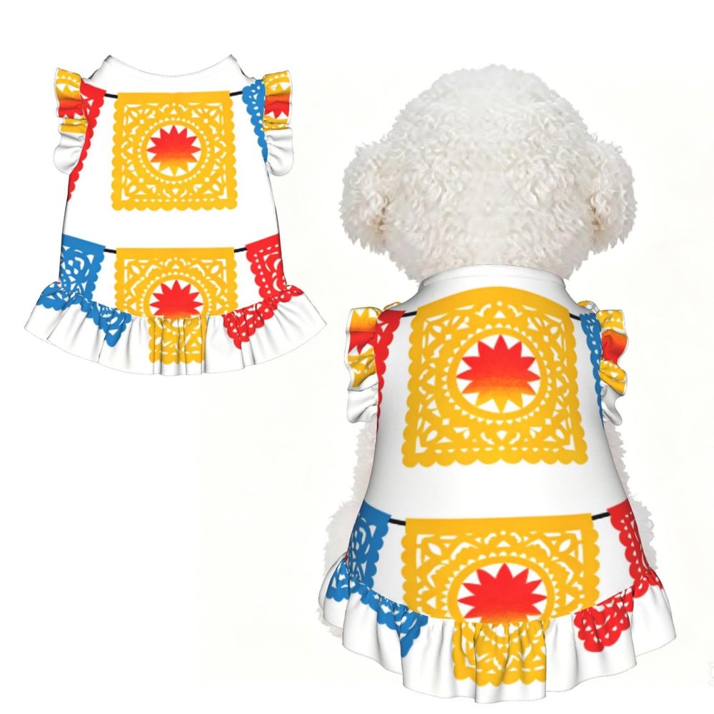 Papel Picado Small Pet Apparel for Small Dogs-Cute Summer Outfit for Puppy, Soft Breathable Pet Clothes for Cat