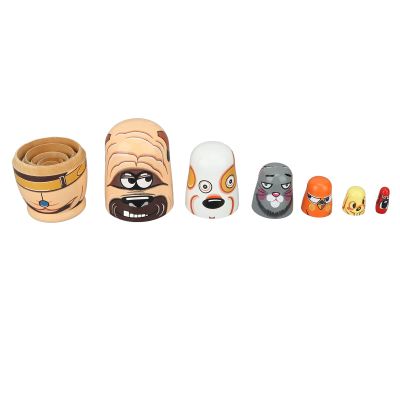 Mingzhe Wooden Handmade Decorative Dog Nesting Dolls Toy Christmas Birthday Wishing 6PCS