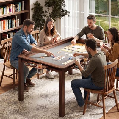 Garvee Board Game Table with Removable Top, Solid Wood Poker Table
