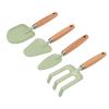 Decumeby Children Garden Shovels Hand Rake Set 4pcs, Safe Kids Gardening Tools for Sand Beach Play, Durable Wooden Handle Trowel Spade Rake Toy, 7 Inch Small Garden Tool Set for Toddlers (Green) view 1