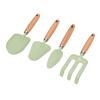 Decumeby Children Garden Shovels Hand Rake Set 4pcs, Safe Kids Gardening Tools for Sand Beach Play, Durable Wooden Handle Trowel Spade Rake Toy, 7 Inch Small Garden Tool Set for Toddlers (Green) view 2