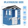 Wooden Kids Playhouse with Kitchen, Outdoor Cedar Cottage, Blue view 3