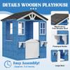 MOVECOM Wooden Kids Playhouse Outdoor, Cedar Play House for Kids Ages 4-8,with Dutch Door, Play Kitchen, Flowerpot Holder, Easy to Assemble-Blue view 4