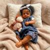 RXDOLL Realistic Reborn Baby Dolls Silicone Full Body Vinyl African American Sleeping Girl 20 Inch Lifelike Baby Dolls that Look Real Dark Skin Anatomically Correct Newborn Babies view 1