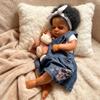 RXDOLL Realistic Reborn Baby Dolls Silicone Full Body Vinyl African American Sleeping Girl 20 Inch Lifelike Baby Dolls that Look Real Dark Skin Anatomically Correct Newborn Babies view 3