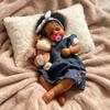RXDOLL Realistic Reborn Baby Dolls Silicone Full Body Vinyl African American Sleeping Girl 20 Inch Lifelike Baby Dolls that Look Real Dark Skin Anatomically Correct Newborn Babies view 4