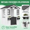 MOVECOM Wooden Kids Playhouse Outdoor, Cedar Play House for Kids Ages 4-8,with Dutch Door, Play Kitchen, Flowerpot Holder, Easy to Assemble-White view 3