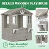 MOVECOM Wooden Kids Playhouse Outdoor, Cedar Play House for Kids Ages 4-8,with Dutch Door, Play Kitchen, Flowerpot Holder, Easy to Assemble-Grey view 3