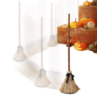Halloween Animated Magic Witch Broom, Floating Movable Broom with Creepy Spooky Sounds, Fun Haunted House Prop Decor, Eye-Catching Witch Accessory for Halloween Themed Party Decorations (Coffee)