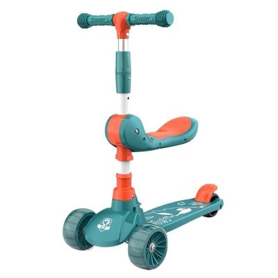 Ride on car 2-in-1 Scooters Kids Foldable Seat Adjustable Height Widened Non-Slip Deck More Safer for Beginner(Green)