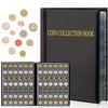 Coin Collection Album, Black 420 Grid Large Capacity, A4 Size Holder, 11.7 x 8.3 x 1.6 in, Individual 1.2 x 1.2 in Slots, Clear Pages for Commemorative Coins, Stickers and Badges view 1