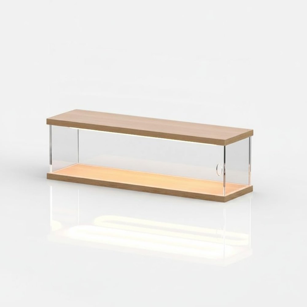 Yunmeryker Stackable Display Case, Acrylic Figure Display Case, for 1:64 & 1:32 Scale Model Cars , 1:32 Model Car Horizontal Display 2 Slots (with Door, top Light, Stackable)