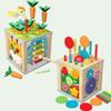 ZQsmgs 9 in 1 Wooden Activity Cube, Multi-Function Toddler Play Cube view 2